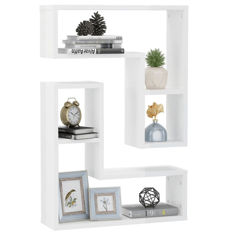 vidaXL 2 db magasfényű fehér szerelt fa fali polc 50 x 15 x 50 cm