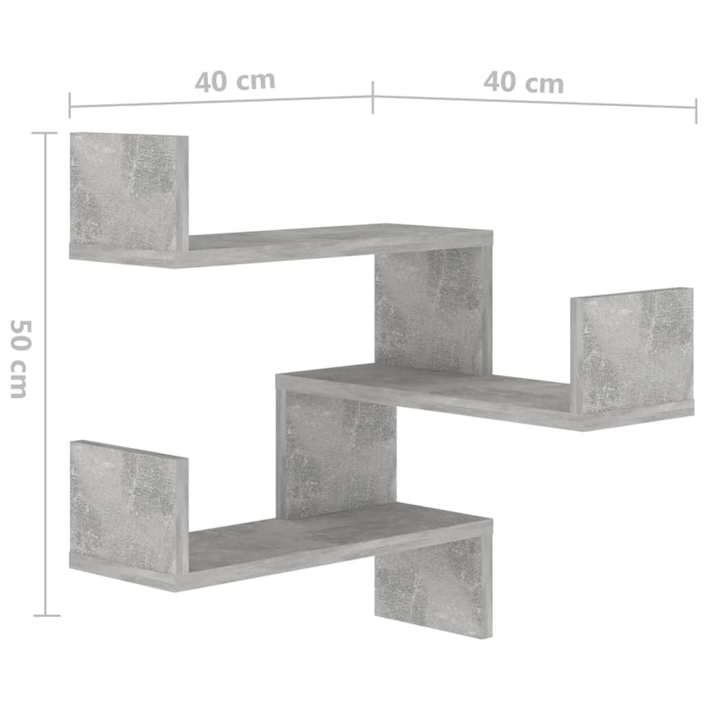 vidaXL betonszürke szerelt fa fali sarokpolc 40 x 40 x 50 cm