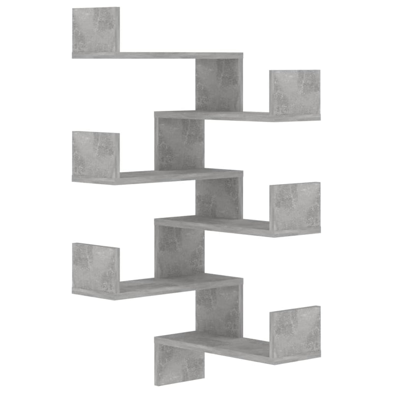 vidaXL 2 db betonszürke szerelt fa fali sarokpolc 40 x 40 x 50 cm