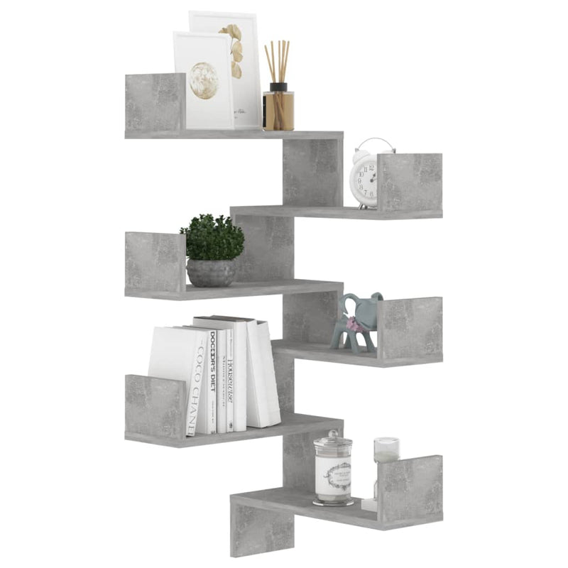 vidaXL 2 db betonszürke szerelt fa fali sarokpolc 40 x 40 x 50 cm