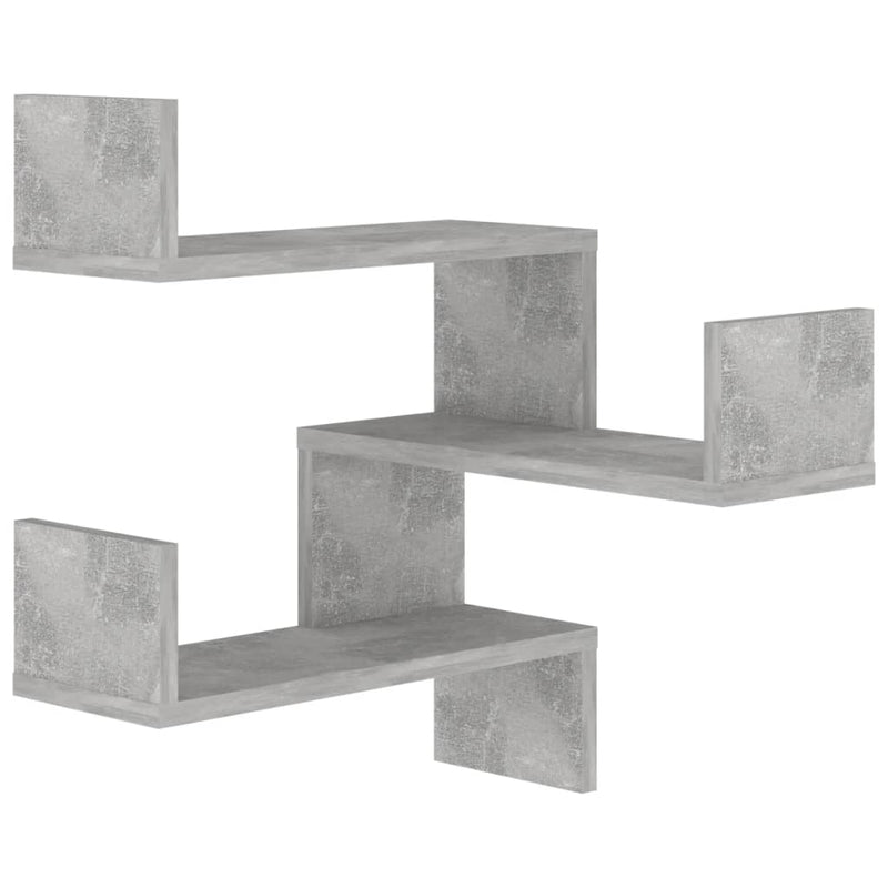 vidaXL 2 db betonszürke szerelt fa fali sarokpolc 40 x 40 x 50 cm