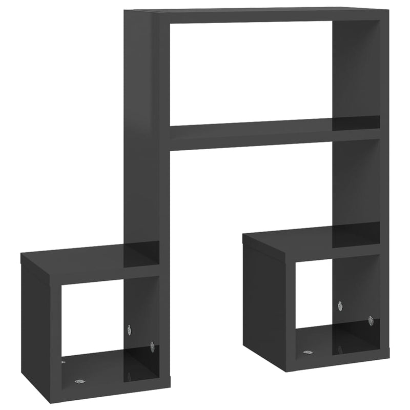 vidaXL 2 db magasfényű szürke szerelt fa fali polc 50 x 15 x 50 cm
