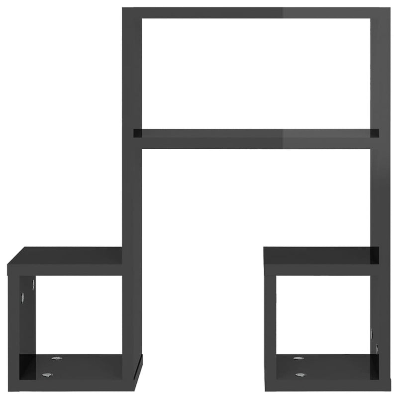 vidaXL 2 db magasfényű szürke szerelt fa fali polc 50 x 15 x 50 cm