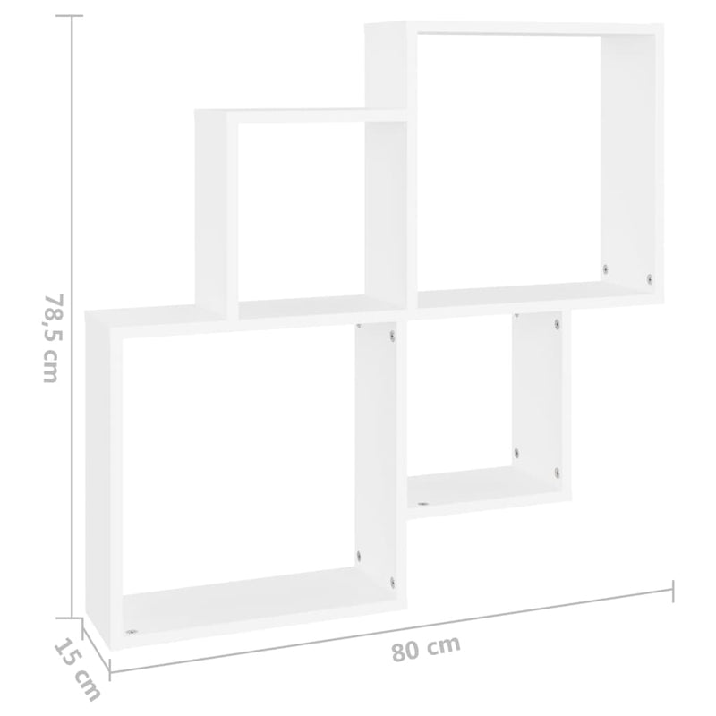 vidaXL fehér szerelt fa szögletes fali polc 80 x 15 x 78,5 cm