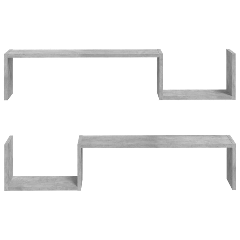 vidaXL 2 db betonszürke szerelt fa fali polc 100 x 15 x 20 cm