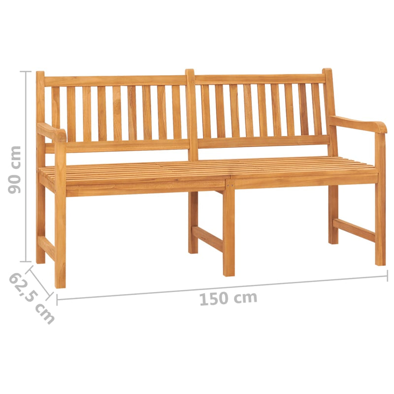 vidaXL 3 személyes tömör tíkfa kerti pad asztallal 150 cm