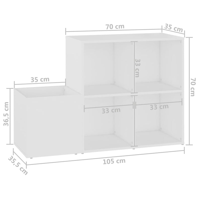 vidaXL fehér szerelt fa előszobai cipősszekrény 105 x 35,5 x 70 cm