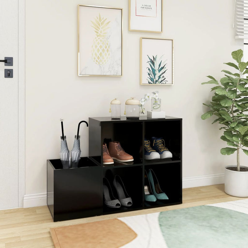 vidaXL fekete szerelt fa előszobai cipősszekrény 105 x 35,5 x 70 cm