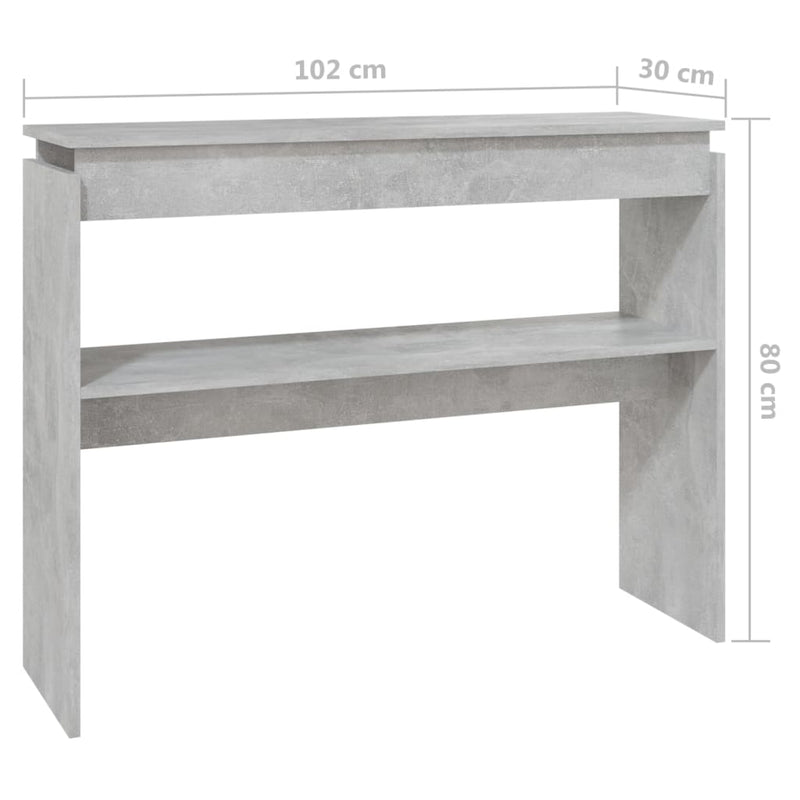 vidaXL betonszürke szerelt fa tálalóasztal 102 x 30 x 80 cm