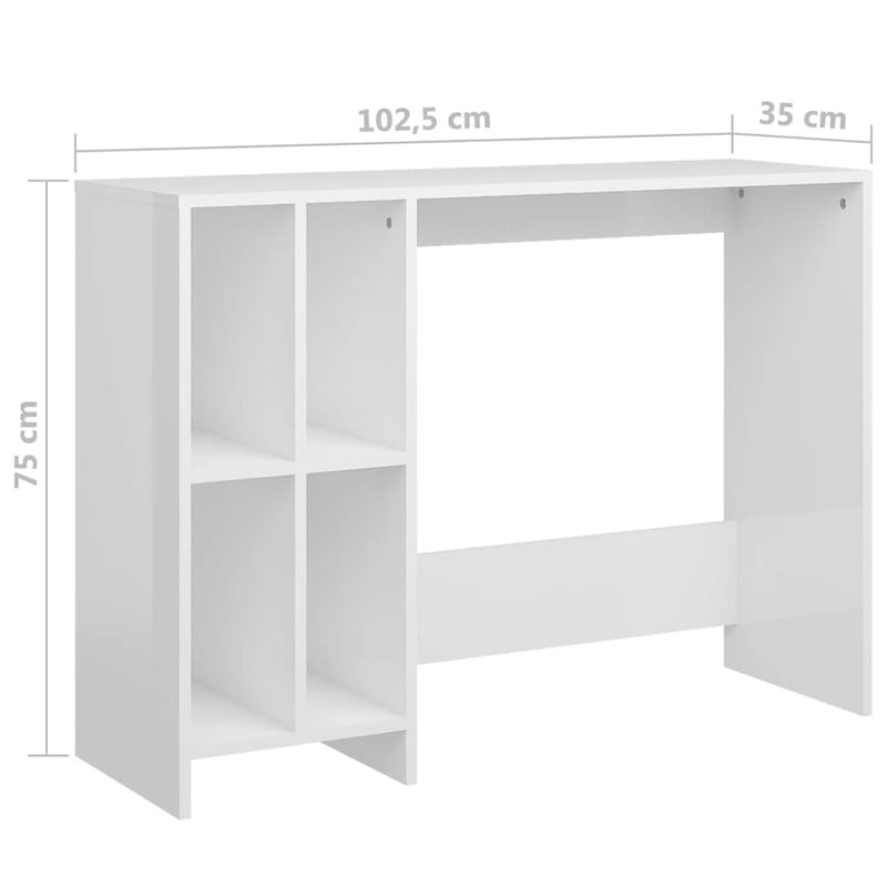 vidaXL magasfényű fehér szerelt fa laptopasztal 102,5 x 35 x 75 cm
