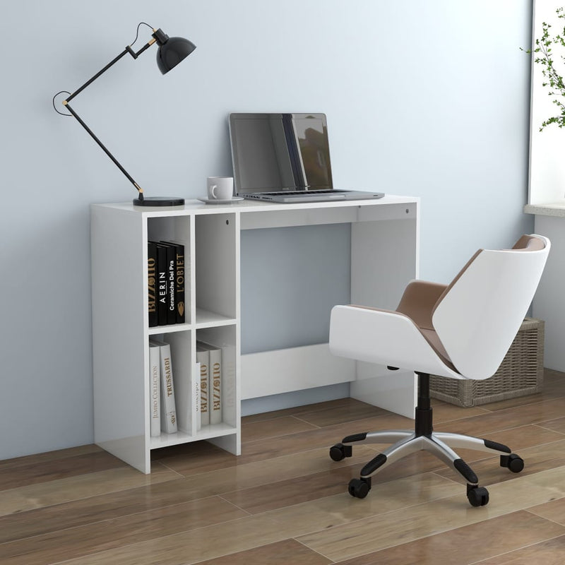 vidaXL magasfényű fehér szerelt fa laptopasztal 102,5 x 35 x 75 cm
