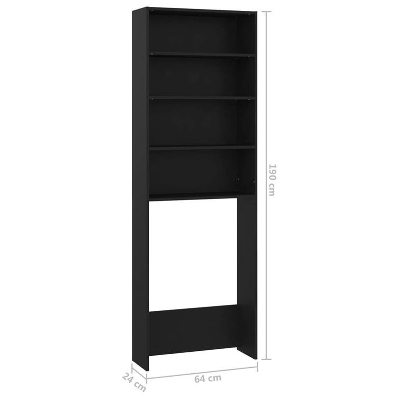 vidaXL fekete mosógépszekrény 64 x 24 x 190 cm