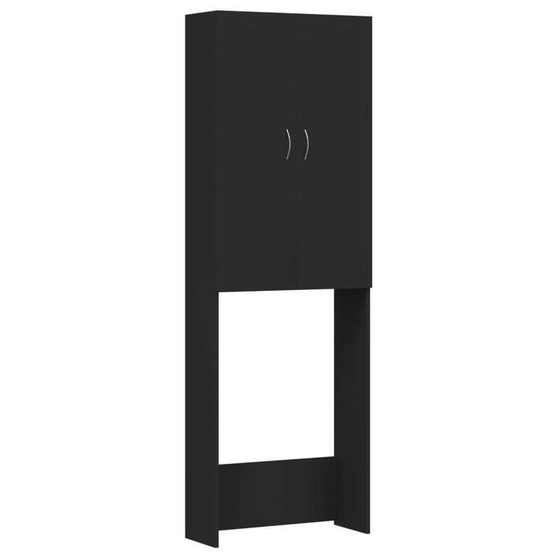 vidaXL fekete mosógépszekrény 64 x 25,5 x 190 cm