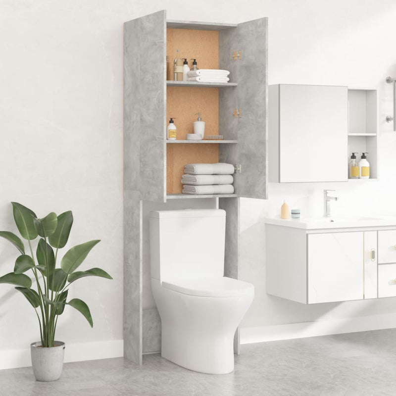 vidaXL betonszürke mosógépszekrény 64 x 25,5 x 190 cm