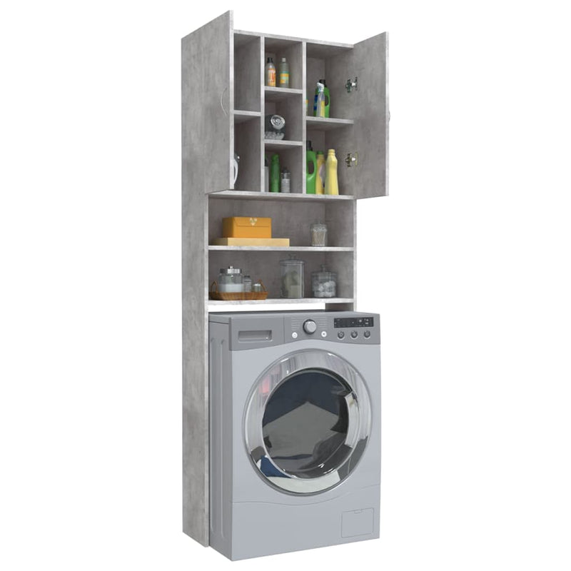 vidaXL betonszürke mosógépszekrény 64 x 25,5 x 190 cm