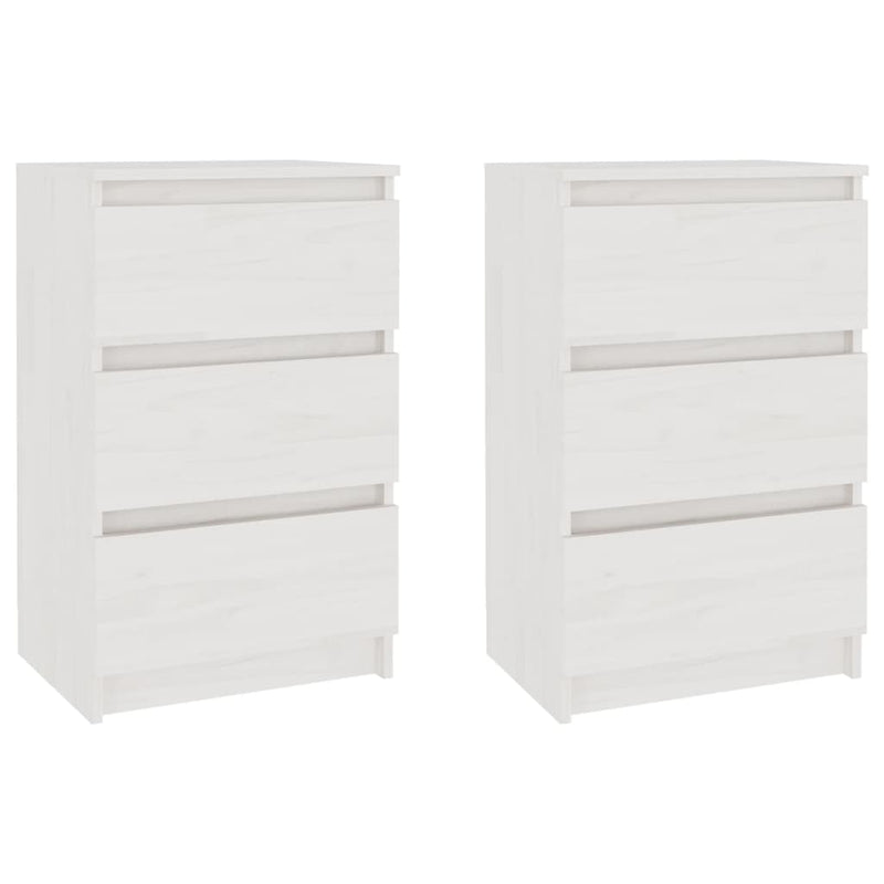 vidaXL 2 db fehér tömör fenyőfa éjjeliszekrény 40 x 29,5 x 64 cm