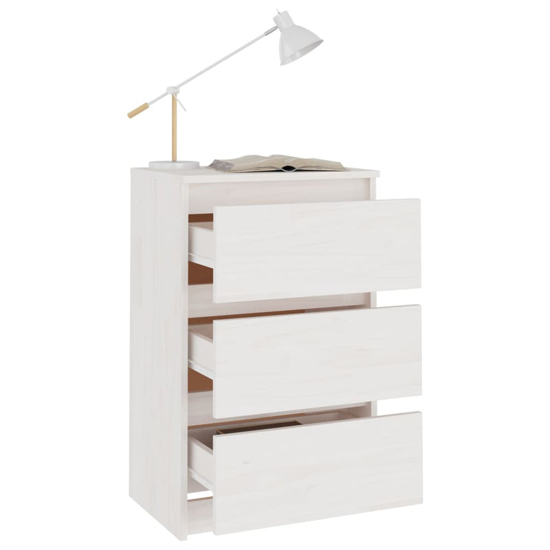 vidaXL 2 db fehér tömör fenyőfa éjjeliszekrény 40 x 29,5 x 64 cm