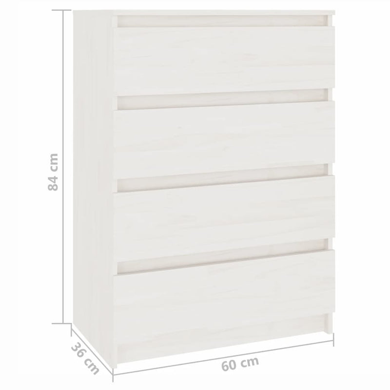 vidaXL fehér tömör fenyőfa kisszekrény 60 x 36 x 84 cm