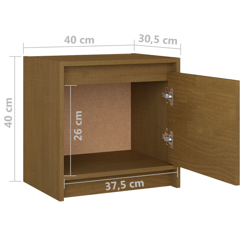 vidaXL 2 db mézbarna tömör fenyőfa éjjeliszekrény 40 x 30,5 x 40 cm