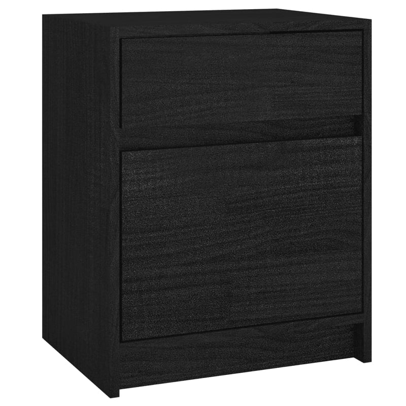 vidaXL 2 darab fekete tömör fenyőfa éjjeliszekrény 40 x 31 x 50 cm
