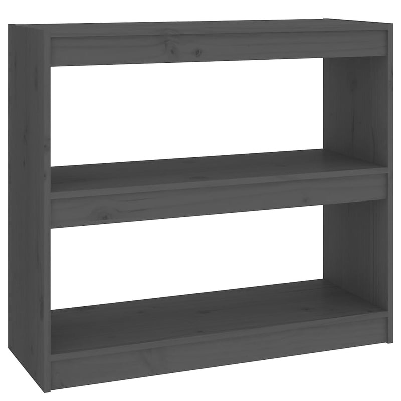 vidaXL szürke tömör fenyőfa könyvszekrény/térelválasztó 80x30x71,5 cm