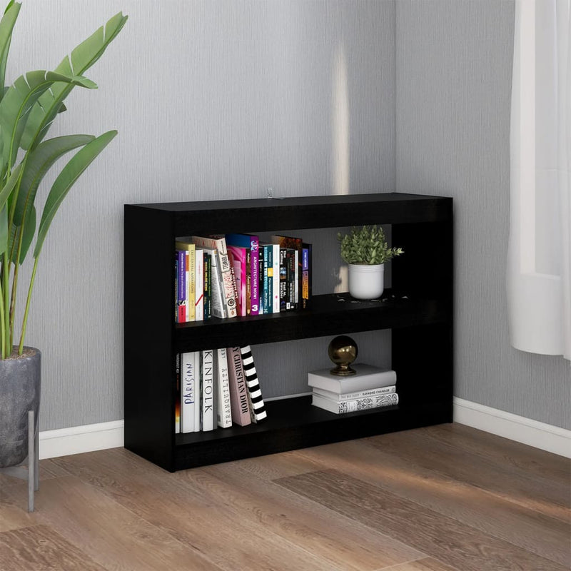 vidaXL fekete fenyőfa könyvszekrény térelválasztó 100 x 30 x 71,5 cm