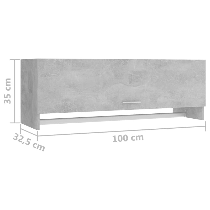 vidaXL betonszürke szerelt fa ruhásszekrény 100 x 32,5 x 35 cm