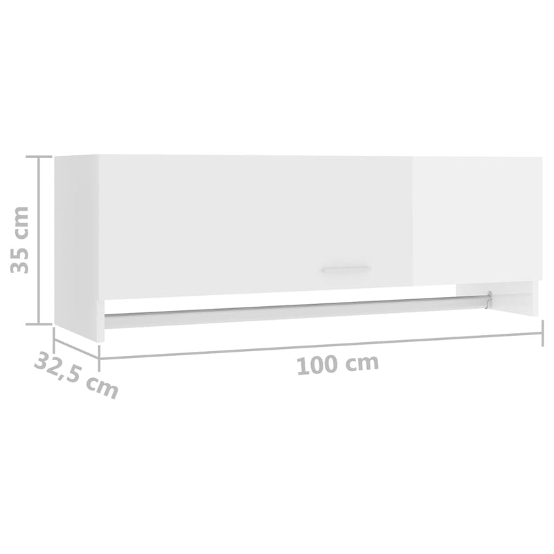 vidaXL magasfényű fehér szerelt fa ruhásszekrény 100 x 32,5 x 35 cm