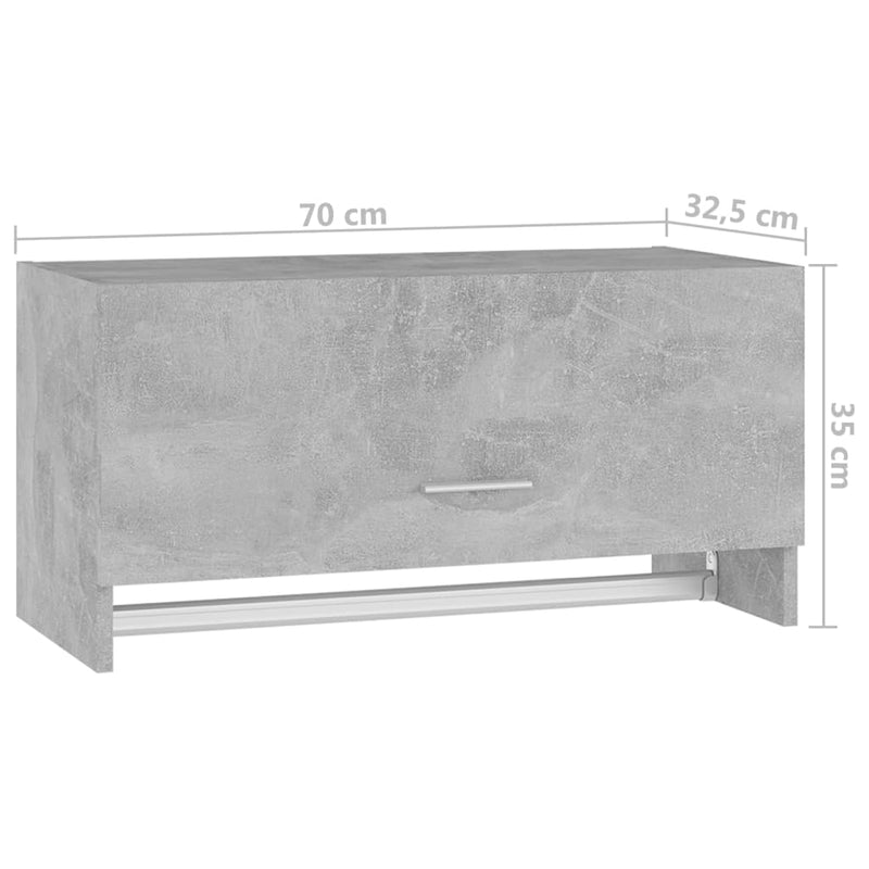 vidaXL betonszürke szerelt fa ruhásszekrény 70 x 32,5 x 35 cm