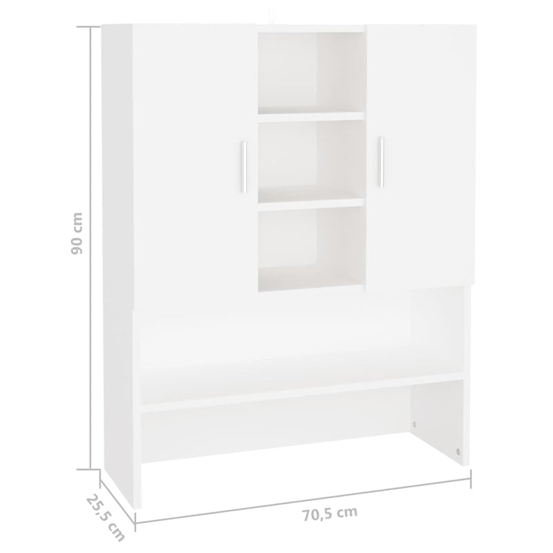 vidaXL fehér mosógépszekrény 70,5 x 25,5 x 90 cm