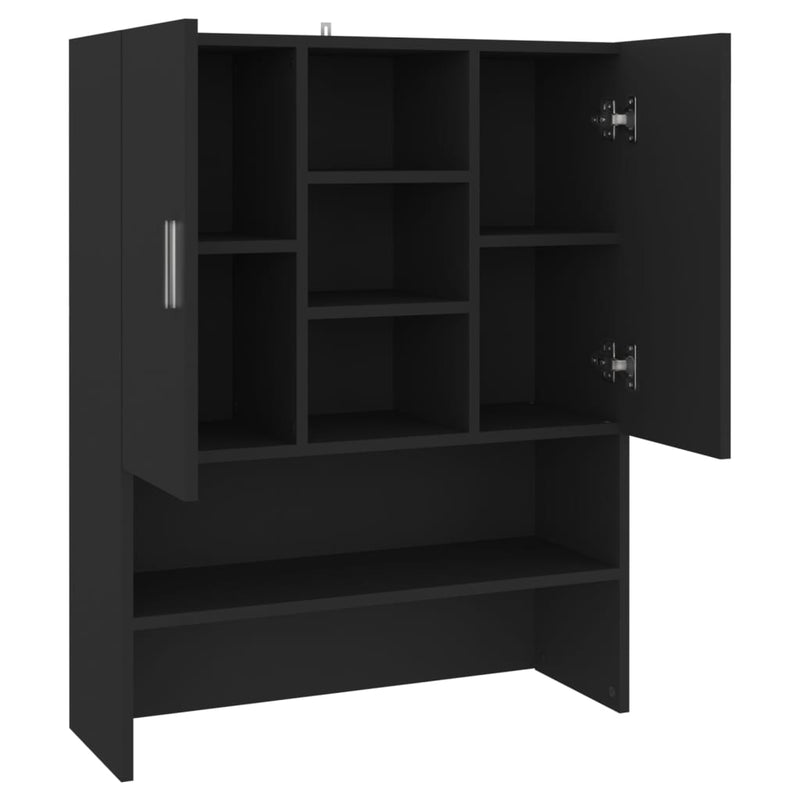vidaXL fekete mosógépszekrény 70,5 x 25,5 x 90 cm