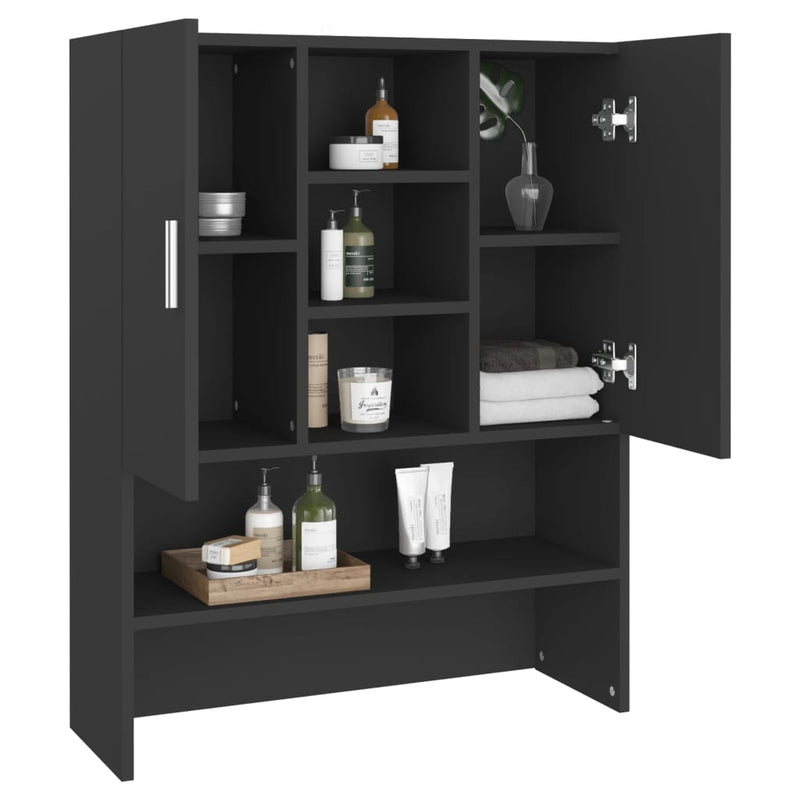 vidaXL fekete mosógépszekrény 70,5 x 25,5 x 90 cm