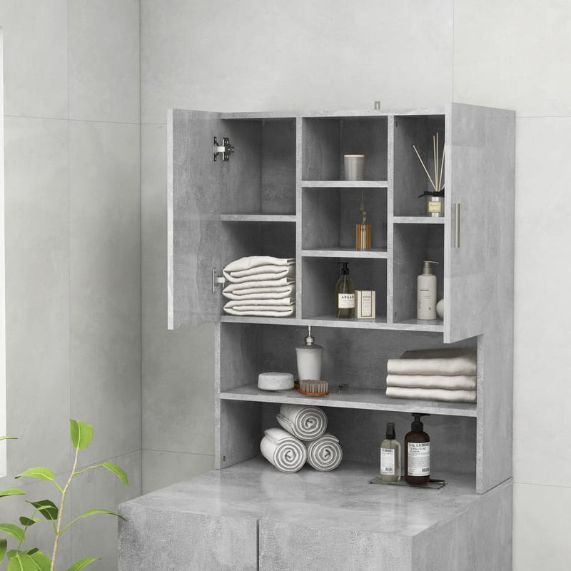 vidaXL betonszürke mosógépszekrény 70,5 x 25,5 x 90 cm