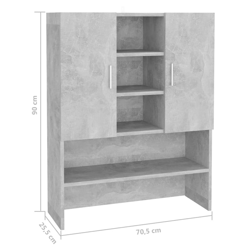 vidaXL betonszürke mosógépszekrény 70,5 x 25,5 x 90 cm