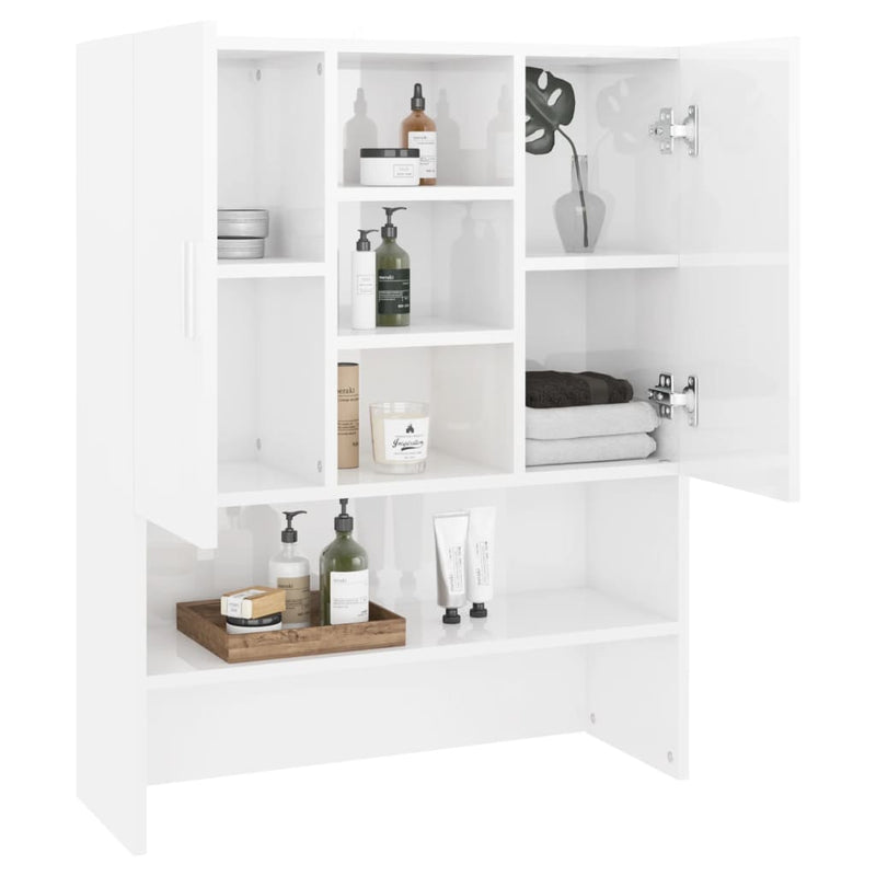 vidaXL magasfényű fehér mosógépszekrény 70,5 x 25,5 x 90 cm