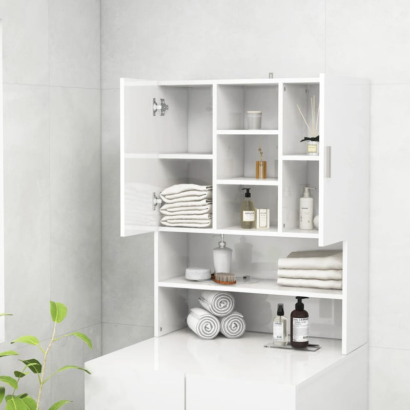 vidaXL magasfényű fehér mosógépszekrény 70,5 x 25,5 x 90 cm