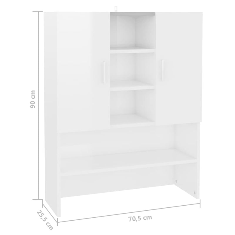 vidaXL magasfényű fehér mosógépszekrény 70,5 x 25,5 x 90 cm