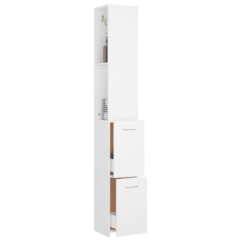 vidaXL fehér szerelt fa fürdőszobaszekrény 25x26,5x170 cm