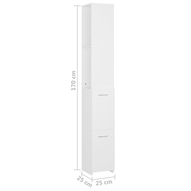 vidaXL fehér szerelt fa fürdőszobaszekrény 25x26,5x170 cm