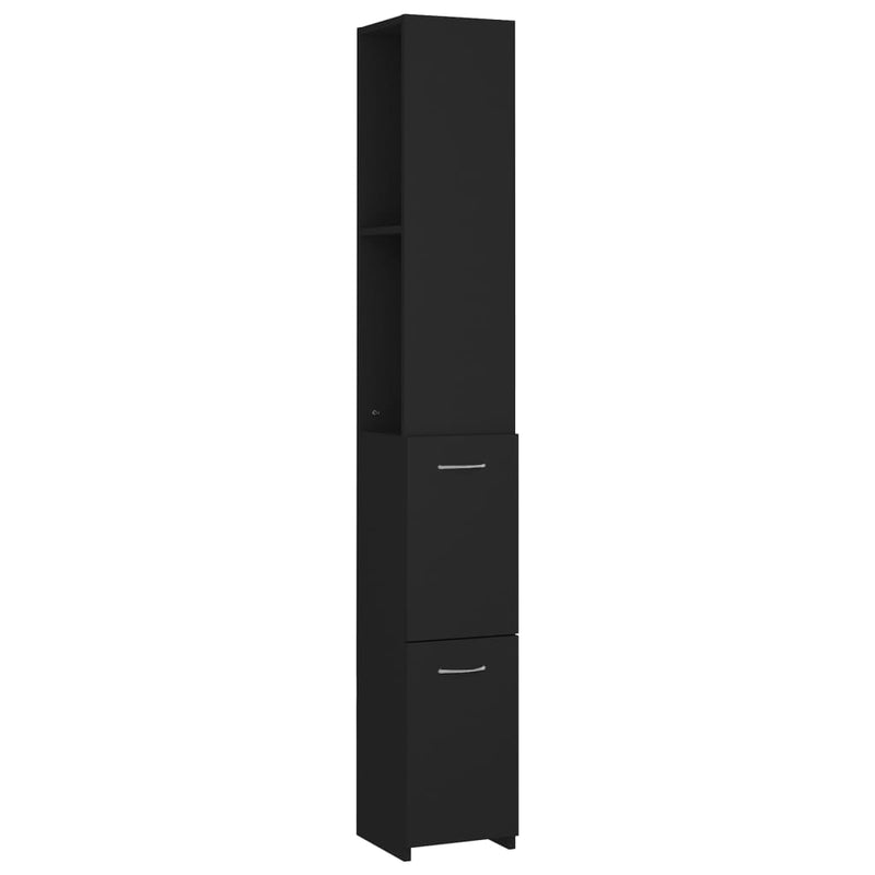 vidaXL fekete szerelt fa fürdőszobaszekrény 25x26,5x170 cm