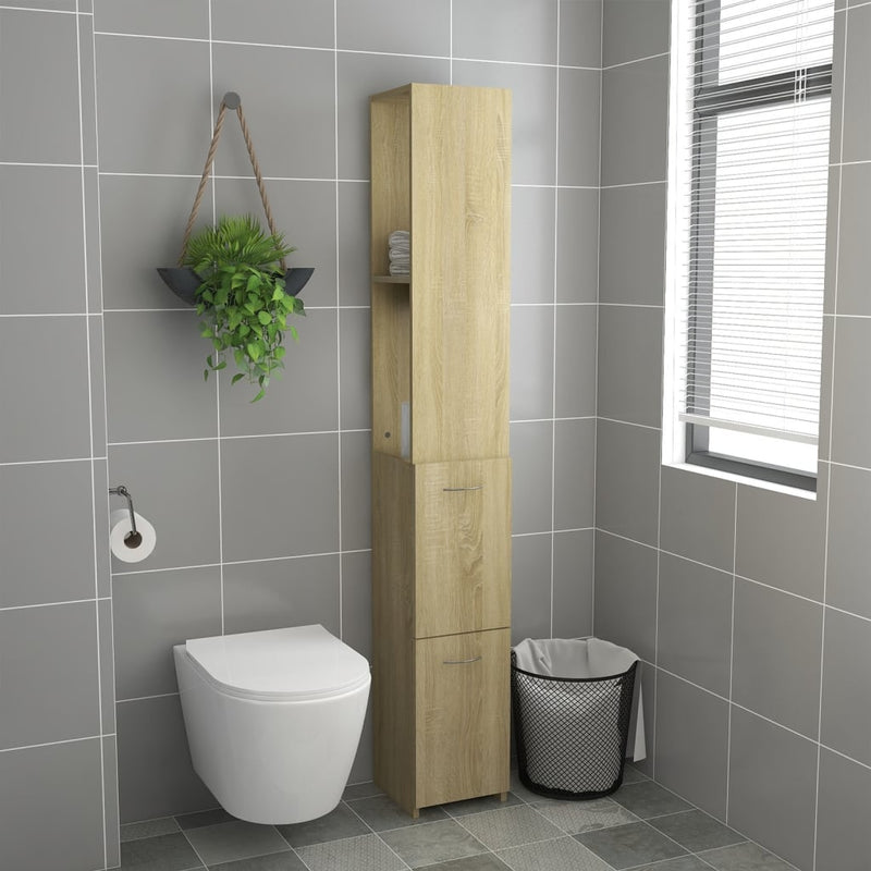 vidaXL sonoma tölgy színű szerelt fa fürdőszobaszekrény 25x26,5x170 cm