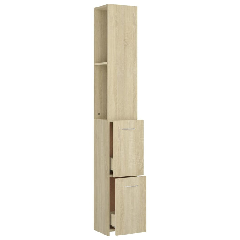 vidaXL sonoma tölgy színű szerelt fa fürdőszobaszekrény 25x26,5x170 cm