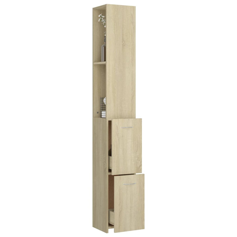 vidaXL sonoma tölgy színű szerelt fa fürdőszobaszekrény 25x26,5x170 cm