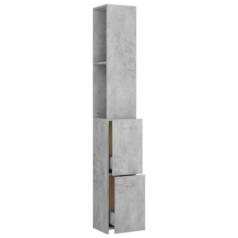 vidaXL betonszürke szerelt fa fürdőszobaszekrény 25x26,5x170 cm