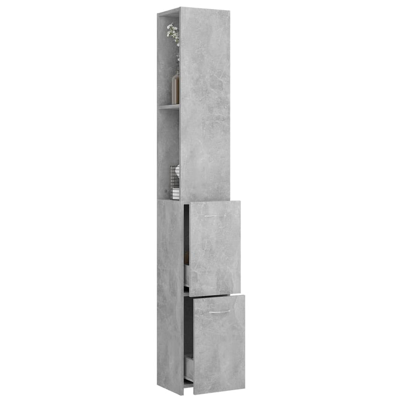 vidaXL betonszürke szerelt fa fürdőszobaszekrény 25x26,5x170 cm