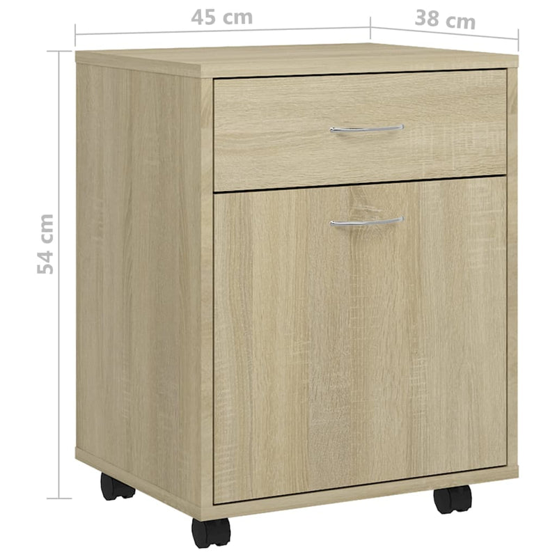 vidaXL sonoma tölgy szerelt fa kerekes szekrény 45 x 38 x 54 cm