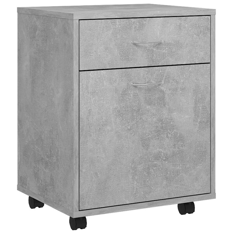 vidaXL betonszürke szerelt fa kerekes szekrény 45 x 38 x 54 cm