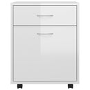 vidaXL magasfényű fehér szerelt fa kerekes szekrény 45 x 38 x 54 cm