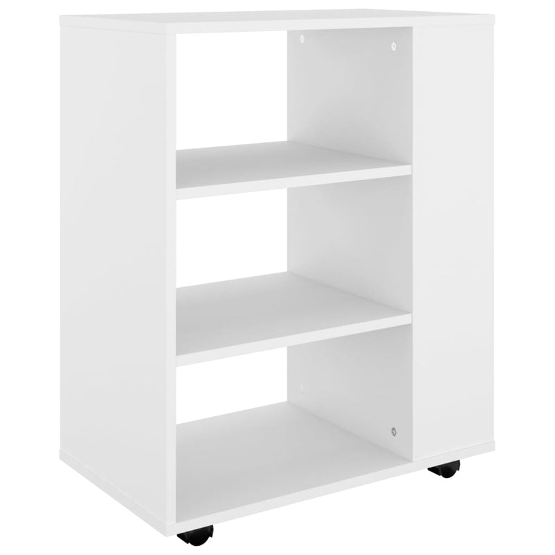 vidaXL fehér szerelt fa kerekes szekrény 60 x 35 x 75 cm
