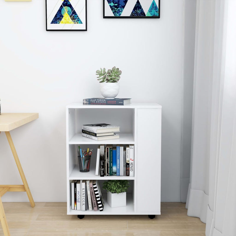 vidaXL fehér szerelt fa kerekes szekrény 60 x 35 x 75 cm